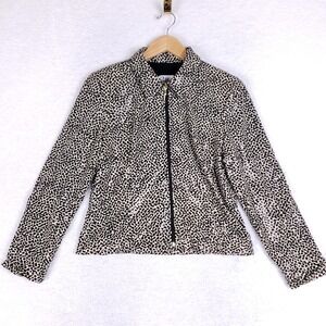 VTG‎ Joseph Ribkoff Trends Leopard Print Zip Jacket Made in Canada S Retro Glam